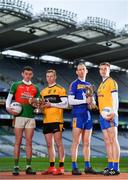 31 January 2019; Ahead of the AIB GAA All-Ireland Junior and Intermediate Football Club Championship Finals which take place at Croke Park on Saturday, February 9th, are from left, from left, Sean O’Leary of Kilcummin, Peter Healy of Naomh Éanna, Noel McGuirem of Easkey and Nathan Breen of Beaufort. For exclusive content and behind the scenes action throughout the AIB GAA & Camogie Club Championships follow AIB GAA on Facebook, Twitter, Instagram and Snapchat.   Photo by Sam Barnes/Sportsfile