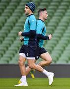 31 January 2019; Conor Murray, left, and John Cooney during Ireland rugby squad training at Aviva Stadium, Dublin. Photo by Brendan Moran/Sportsfile