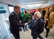 31 January 2019; President Michael D Higgins meets Republic of Ireland U21 manager Stephen Kenny during a visit to the FAI Headquarters in Abbottstown, Dublin. Photo by Stephen McCarthy/Sportsfile