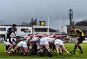 31 January 2019; Both side's contest a scrum during the Bank of Ireland Leinster Schools Senior Cup Round 1 match between Belvedere College and Cistercian College Roscrea at Energia Park in Dublin. Photo by Eóin Noonan/Sportsfile