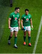 1 February 2019; James Ryan, left, and Joey Carbery during the Ireland Rugby captain's run at the Aviva Stadium in Dublin. Photo by Ramsey Cardy/Sportsfile