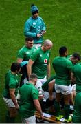 1 February 2019; Jonathan Sexton joins his teammates for the team photograph during the Ireland Rugby captain's run at the Aviva Stadium in Dublin. Photo by Ramsey Cardy/Sportsfile