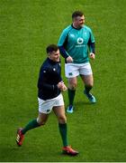 1 February 2019; Jacob Stockdale, left, and Dave Kilcoyne during the Ireland Rugby captain's run at the Aviva Stadium in Dublin. Photo by Ramsey Cardy/Sportsfile