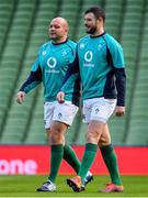 1 February 2019; Captain Rory Best, left, and Robbie Henshaw during the Ireland Rugby captain's run at the Aviva Stadium in Dublin. Photo by Brendan Moran/Sportsfile