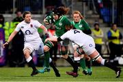 1 February 2019; Aoife McDermott of Ireland is tackled by Catherine O’Donnell of England during the Women's Six Nations Rugby Championship match between Ireland and England at Energia Park in Donnybrook, Dublin. Photo by Ramsey Cardy/Sportsfile