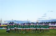 1 February 2019; The Ireland team stand for the national anthem prior to the Women's Six Nations Rugby Championship match between Ireland and England at Energia Park in Donnybrook, Dublin. Photo by Ramsey Cardy/Sportsfile