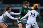 1 February 2019; Lauren Delany of Ireland is tackled by Jess Breach, left, and Sarah McKenna of England during the Women's Six Nations Rugby Championship match between Ireland and England at Energia Park in Donnybrook, Dublin. Photo by Ramsey Cardy/Sportsfile