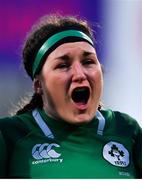 1 February 2019; Anna Caplice of Ireland during the national anthems prior to the Women's Six Nations Rugby Championship match between Ireland and England at Energia Park in Donnybrook, Dublin. Photo by Ramsey Cardy/Sportsfile