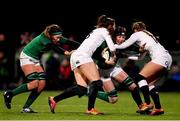 1 February 2019; Aoife McDermott of Ireland is tackled by Emily Scarratt, left, and Jess Breach of England during the Women's Six Nations Rugby Championship match between Ireland and England at Energia Park in Donnybrook, Dublin. Photo by Ramsey Cardy/Sportsfile
