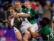1 February 2019; Sarah Bern of England on her way to scoring her side's third try despite the challenge of Sene Naoupu of Ireland during the Women's Six Nations Rugby Championship match between Ireland and England at Energia Park in Donnybrook, Dublin. Photo by Ramsey Cardy/Sportsfile