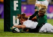 1 February 2019; Sarah Bern of England goes over to score her side's third try despite the challenge of Ailsa Hughes of Ireland during the Women's Six Nations Rugby Championship match between Ireland and England at Energia Park in Donnybrook, Dublin. Photo by Ramsey Cardy/Sportsfile