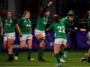 1 February 2019; Nichola Fryday of Ireland, centre, celebrates a penalty during the Women's Six Nations Rugby Championship match between Ireland and England at Energia Park in Donnybrook, Dublin. Photo by Ramsey Cardy/Sportsfile