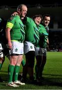 1 February 2019; Mick Galwey, Shane Byrne and Tom Smith of Ireland Legends during the Stuart Mangan Memorial Cup match between Ireland Legends and England Legends at the RDS Arena in Dublin. Photo by Brendan Moran/Sportsfile