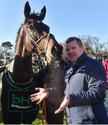 2 February 2019; Trainer Gordon Elliott with Apple's Jade after she won her 10th Grade 1 race, the BHP Insurance Irish Champion Hurdle, during Day One of the Dublin Racing Festival at Leopardstown Racecourse in Dublin. Photo by Matt Browne/Sportsfile
