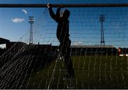 2 February 2019; Bohemians groundsman Noel Cosgrove hangs the goal net prior to the IRN-BRU Scottish Challenge Cup Quarter-Final match between Bohemians and East Fife at Dalymount Park in Dublin. Photo by Harry Murphy/Sportsfile