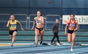 2 February 2019; Athletes, from left, Caitlin Maguire of North Belfast Harriers, Co. Antrim, Ciara Neville of Emerald AC, Co. Limerick, and Lauren Roy of City of Lisburn A.C., Co. Down, competing in the Senior Women 60m event during the AAI Indoor Games at the National Indoor Arena in Abbotstown, Dublin. Photo by Sam Barnes/Sportsfile