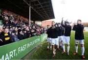 2 February 2019; East Fife players show their appreciation to the fans following the news that the game has been postponed due to a frozen pitch prior to the IRN-BRU Scottish Challenge Cup Quarter-Final match between Bohemians and East Fife at Dalymount Park in Dublin. Photo by Harry Murphy/Sportsfile