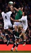 2 February 2019; Robbie Henshaw of Ireland in action against Maro Itoje, left, and Jacob Stockdale of Ireland during the Guinness Six Nations Rugby Championship match between Ireland and England in the Aviva Stadium in Dublin. Photo by Ramsey Cardy/Sportsfile