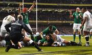 2 February 2019; Cian Healy of Ireland celebrates after scoring his side's first try during the Guinness Six Nations Rugby Championship match between Ireland and England in the Aviva Stadium in Dublin. Photo by Ramsey Cardy/Sportsfile