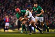 2 February 2019; Josh van der Flier of Ireland is tackled by Henry Slade of England during the Guinness Six Nations Rugby Championship match between Ireland and England in the Aviva Stadium in Dublin. Photo by Ramsey Cardy/Sportsfile