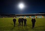 2 February 2019; Referee Jerome Henry, second from left, and his officials inspect the pitch prior to the Allianz Football League Division 2 Round 2 match between Donegal and Meath at MacCumhaill Park in Ballybofey, Donegal. Photo by Stephen McCarthy/Sportsfile