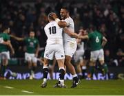 2 February 2019; Billy Vunipola, right, and Owen Farrell of England celebrate their side's third try during the Guinness Six Nations Rugby Championship match between Ireland and England in the Aviva Stadium in Dublin. Photo by David Fitzgerald/Sportsfile
