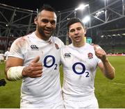 2 February 2019; Billy Vunipola, left, and Ben Youngs of England celebrate following the Guinness Six Nations Rugby Championship match between Ireland and England in the Aviva Stadium in Dublin. Photo by David Fitzgerald/Sportsfile