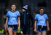 2 February 2019; Olwen Carey, left, and Siobhán McGrath of Dublin following the Lidl Ladies NFL Division 1 Round 1 match between Dublin and Donegal at Croke Park in Dublin. Photo by Harry Murphy/Sportsfile