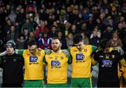 2 February 2019; Donegal players stand for a moments silence, as mark of respect to the recent victims of the road traffic accident in West Donegal, prior to the Allianz Football League Division 2 Round 2 match between Donegal and Meath at MacCumhaill Park in Ballybofey, Donegal. Photo by Stephen McCarthy/Sportsfile