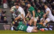 2 February 2019; Henry Slade of England escapes the tackle of Joey Carbery of Ireland during the Guinness Six Nations Rugby Championship match between Ireland and England in the Aviva Stadium in Dublin. Photo by Brendan Moran/Sportsfile