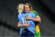 2 February 2019; Karen Guthrie of Donegal with Nicole Owens of Dublin after the Lidl Ladies NFL Division 1 Round 1 match between Dublin and Donegal at Croke Park in Dublin. Photo by Piaras Ó Mídheach/Sportsfile