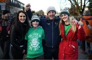 2 February 2019; Ireland supporters, from left, Neassa, Connla, age 12, Pat and Katie Murphy prior to the Guinness Six Nations Rugby Championship match between Ireland and England in the Aviva Stadium in Dublin. Photo by David Fitzgerald/Sportsfile