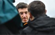 3 February 2019; Kilkenny selector Derek Lyng is interviewed by Michéal Ó Dómhnaill of TG4 prior to the Allianz Hurling League Division 1A Round 2 match between Clare and Kilkenny at Cusack Park in Ennis, Co. Clare. Photo by Brendan Moran/Sportsfile