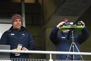 3 February 2019; Jason Ryan, Cork coaching consultant, left, watches while Len Browne, video analysist, sets up his camera ahead of the Allianz Football League Division 2 Round 2 match between Cork and Kildare at Páirc Uí Chaoimh in Cork. Photo by Eóin Noonan/Sportsfile