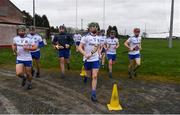 3 February 2019; Monaghan players make their way to the pitch for the second half of the Allianz Hurling League Division 3A Round 2 match between Roscommon and Monaghan at Dr Hyde Park in Roscommon. Photo by Piaras Ó Mídheach/Sportsfile