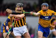 3 February 2019; Kevin Kelly of Kilkenny in action against David McInerney of Clare during the Allianz Hurling League Division 1A Round 2 match between Clare and Kilkenny at Cusack Park in Ennis, Co. Clare. Photo by Brendan Moran/Sportsfile