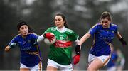 3 February 2019; Niamh Kelly of Mayo in action against Roisin Daly, left, and Cora Maher of Tipperary during the Lidl Ladies Football National League Division 1 Round 1 match between Mayo and Tipperary at Swinford Amenity Park in Swinford, Co. Mayo. Photo by Sam Barnes/Sportsfile