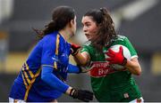 3 February 2019; Dayna Finn of Mayo in action against Anna Rose Kennedy of Tipperary during the Lidl Ladies Football National League Division 1 Round 1 match between Mayo and Tipperary at Swinford Amenity Park in Swinford, Co. Mayo. Photo by Sam Barnes/Sportsfile