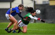 3 February 2019; Noirin Moran of Mayo in action against Laura Dillon of Tipperary during the Lidl Ladies Football National League Division 1 Round 1 match between Mayo and Tipperary at Swinford Amenity Park in Swinford, Co. Mayo. Photo by Sam Barnes/Sportsfile