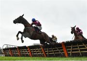 3 February 2019; Dallas Des Pictons, with Jack Kennedy up, jumps the last on their way to winning the William Fry Handicap Hurdle during Day Two of the Dublin Racing Festival at Leopardstown Racecourse in Dublin. Photo by Seb Daly/Sportsfile
