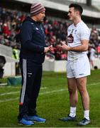 3 February 2019; Jason Ryan, Cork coaching consultant and former Kildare manager, left speaking with Kildare captain Eoin Doyle following the Allianz Football League Division 2 Round 2 match between Cork and Kildare at Páirc Uí Chaoimh in Cork. Photo by Eóin Noonan/Sportsfile