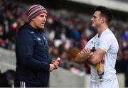 3 February 2019; Jason Ryan, Cork coaching consultant and former Kildare manager, left speaking with Kildare captain Eoin Doyle following the Allianz Football League Division 2 Round 2 match between Cork and Kildare at Páirc Uí Chaoimh in Cork. Photo by Eóin Noonan/Sportsfile
