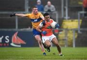 3 February 2019; Jemar Hall of Armagh in action against Dale Masterson of Clare during the Allianz Football League Division 2 Round 2 match between Armagh and Clare at Páirc Esler in Newry, County Down. Photo by Philip Fitzpatrick/Sportsfile