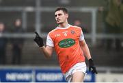 3 February 2019; Greg McCabe of Armagh celebrates after scoring his side's first goal during the Allianz Football League Division 2 Round 2 match between Armagh and Clare at Páirc Esler in Newry, County Down. Photo by Philip Fitzpatrick/Sportsfile