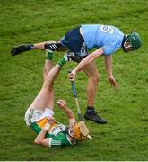 3 February 2019; Colin Egan of Offaly in action against Chris Crummey of Dublin during the Allianz Hurling League Division 1B Round 2 match between Offaly and Dublin at Bord Na Mona O'Connor Park in Tullamore, Co. Offaly. Photo by David Fitzgerald/Sportsfile