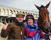 3 February 2019; Trainer Warren Greatrex, left, and jockey Richard Johnson after winning the Flogas Novice Steeplechase with La Bague Au Roi during Day Two of the Dublin Racing Festival at Leopardstown Racecourse in Dublin. Photo by Seb Daly/Sportsfile
