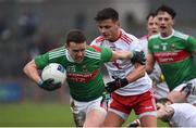 3 February 2019; Andy Moran of Mayo in action against Michael McKernan of Tyrone during the Allianz Football League Division 1 Round 2 match between Tyrone and Mayo at Healy Park in Omagh, Tyrone. Photo by Oliver McVeigh/Sportsfile