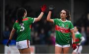 3 February 2019; Feena McManamon, right, and Roisin Flynn of Mayo celebrate following the Lidl Ladies Football National League Division 1 Round 1 match between Mayo and Tipperary at Swinford Amenity Park in Swinford, Co. Mayo. Photo by Sam Barnes/Sportsfile