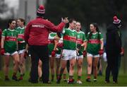 3 February 2019; Kathryn Sullivan of Mayo is congratulated by Mayo manager Peter Leahy following the Lidl Ladies Football National League Division 1 Round 1 match between Mayo and Tipperary at Swinford Amenity Park in Swinford, Co. Mayo. Photo by Sam Barnes/Sportsfile