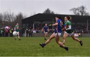 3 February 2019; Ava Fennessy of Tipperary takes a shot at goal, despite the attentions of Danielle Caldwell of Mayo during the Lidl Ladies Football National League Division 1 Round 1 match between Mayo and Tipperary at Swinford Amenity Park in Swinford, Co. Mayo. Photo by Sam Barnes/Sportsfile